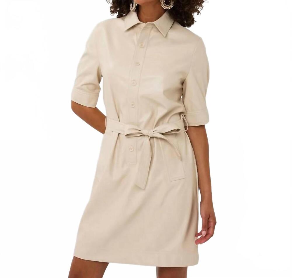 NEW ESQUALO super soft vegan leather dress in light sand